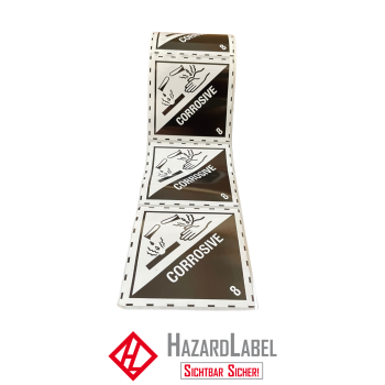 Hazard Label Class 8, 10x10 cm, PE film, CORROSIVE